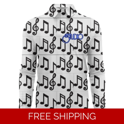 Le Studio Music Notes  Custom 3D Long-Sleeved Polo Shirt